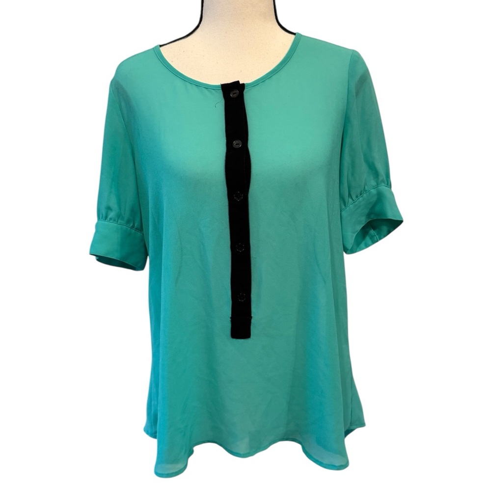 Naked Zebra | Teal Blouse with Button Detail size small